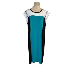 Calvin Klein blue black color block sheath dress size 14